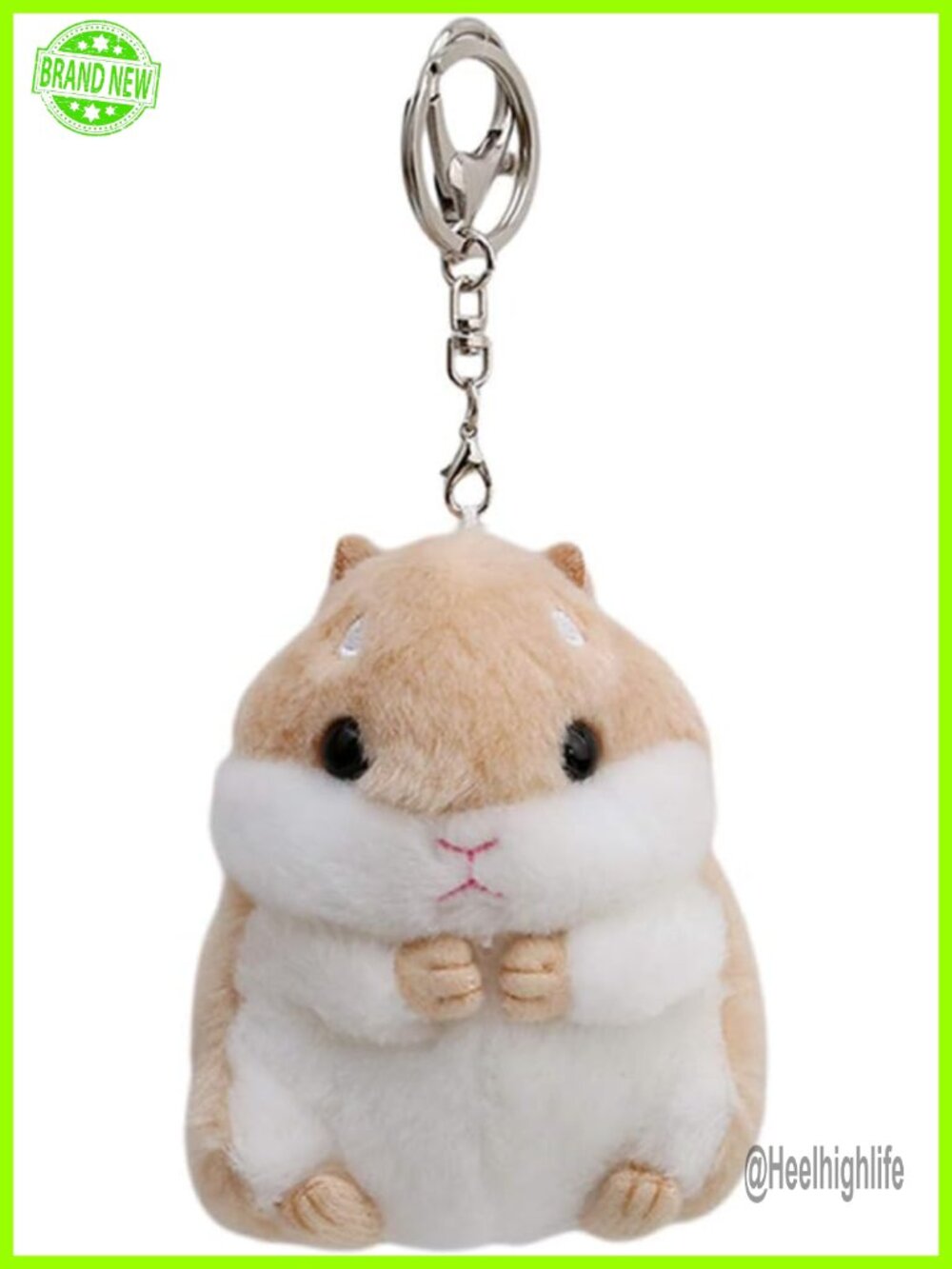 Adorable Khaki Plush Hamster Keychain for Bags, Backpacks & Wallets
